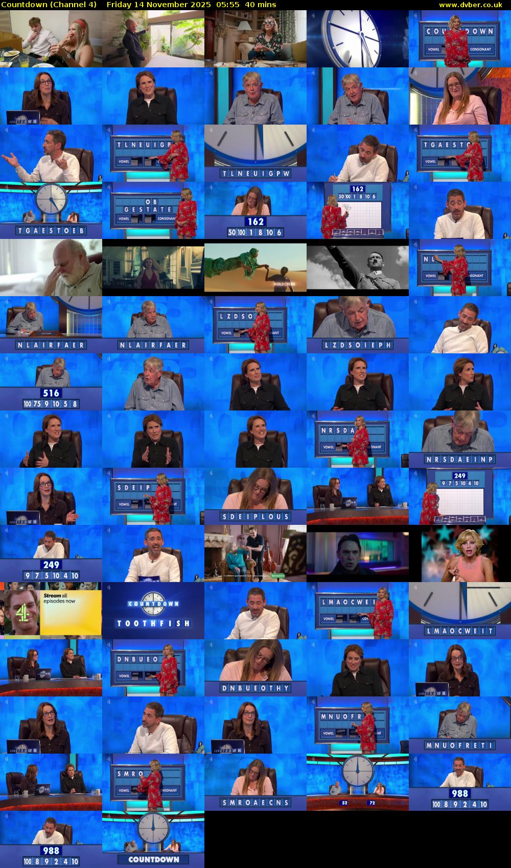 Countdown (Channel 4) Friday 14 November 2025 05:55 - 06:35