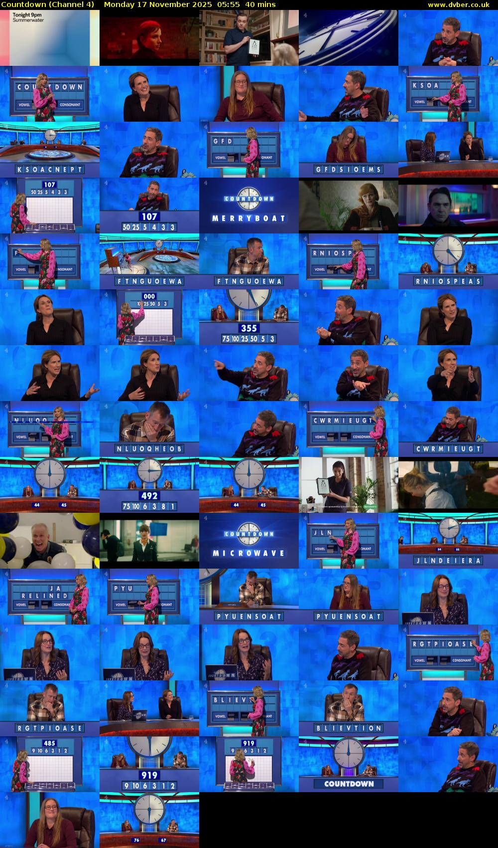 Countdown (Channel 4) Monday 17 November 2025 05:55 - 06:35