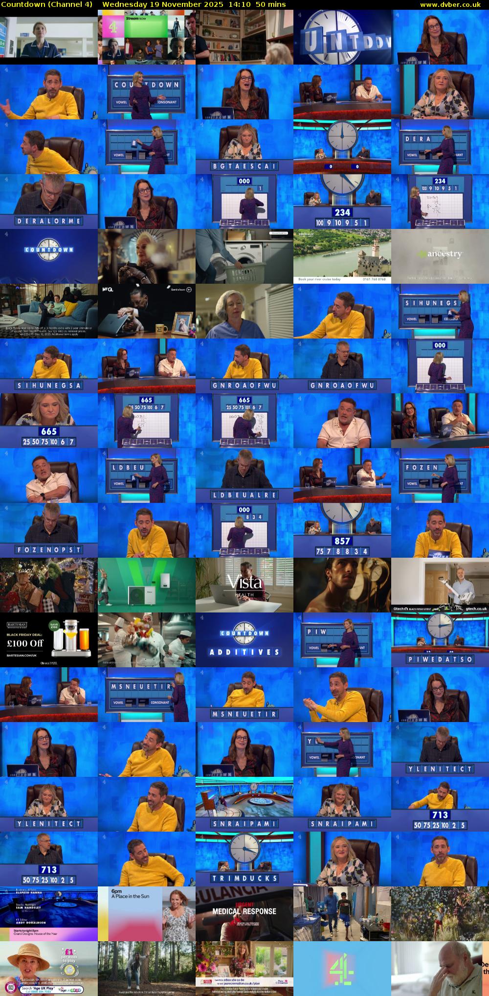 Countdown (Channel 4) Wednesday 19 November 2025 14:10 - 15:00