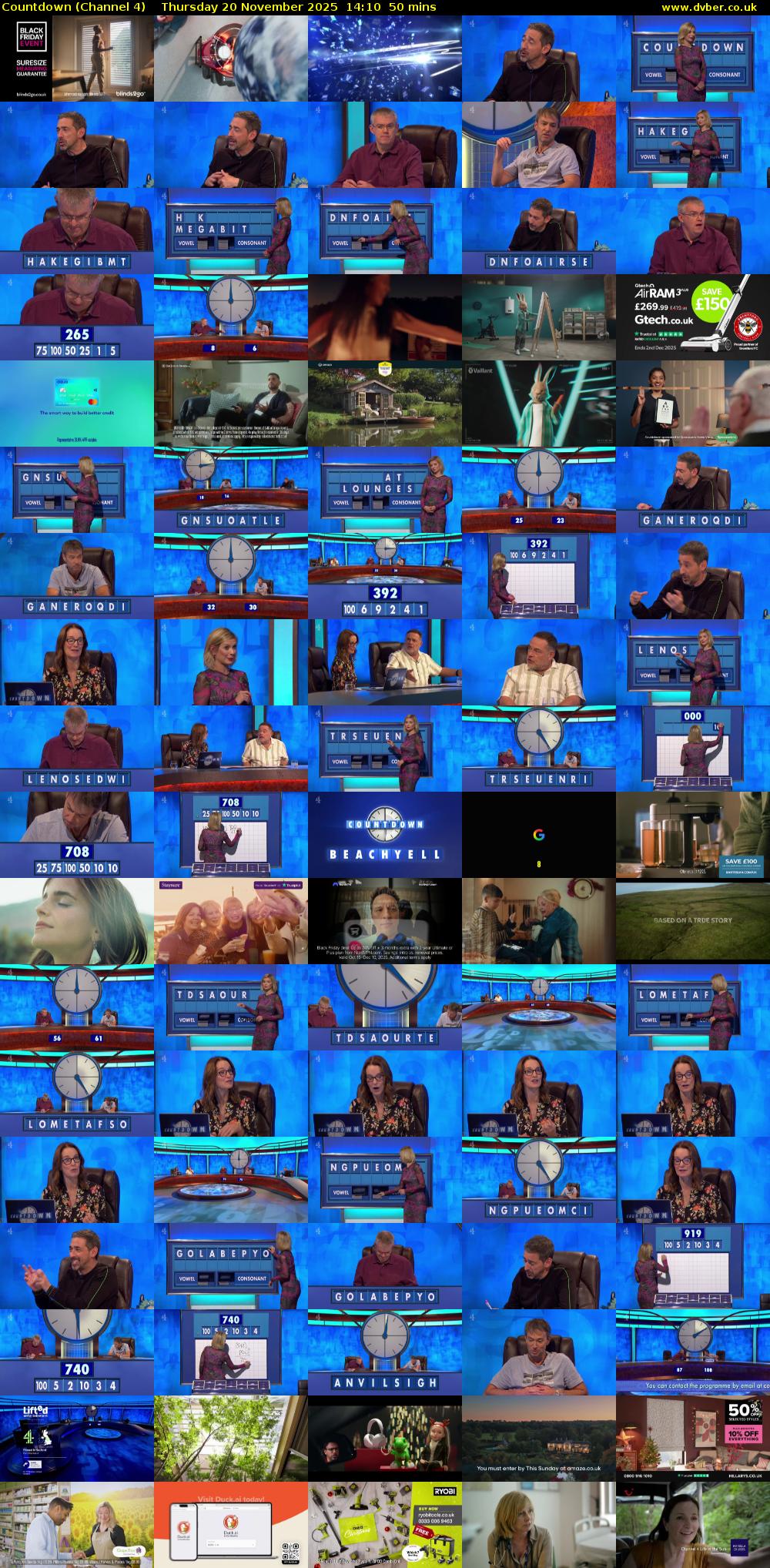 Countdown (Channel 4) Thursday 20 November 2025 14:10 - 15:00