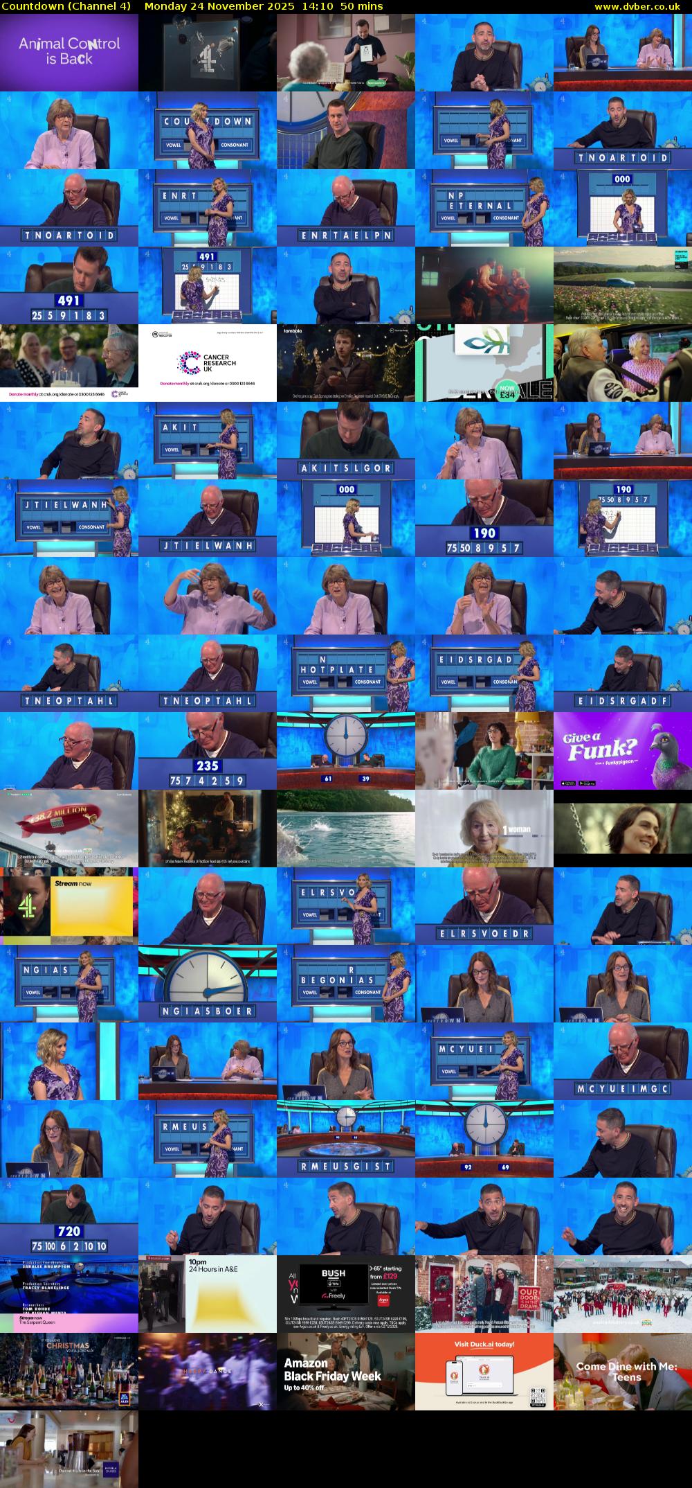 Countdown (Channel 4) Monday 24 November 2025 14:10 - 15:00