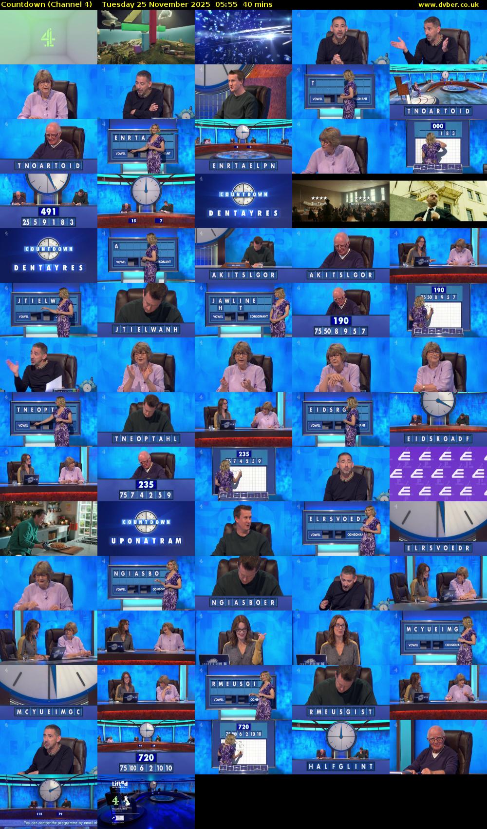 Countdown (Channel 4) Tuesday 25 November 2025 05:55 - 06:35