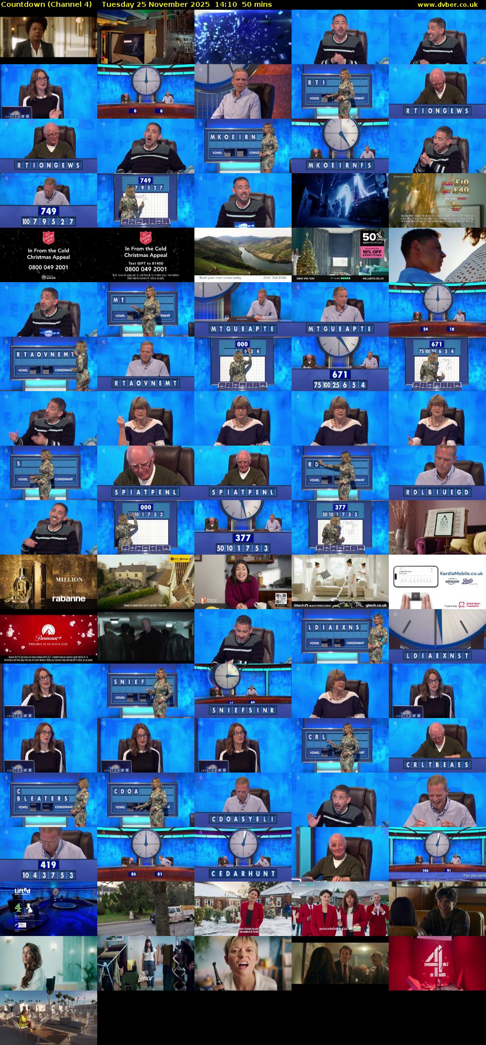 Countdown (Channel 4) Tuesday 25 November 2025 14:10 - 15:00