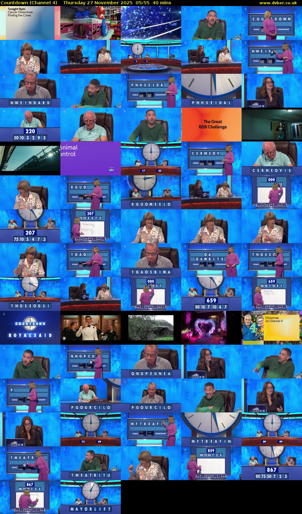 Countdown (Channel 4) Thursday 27 November 2025 05:55 - 06:35