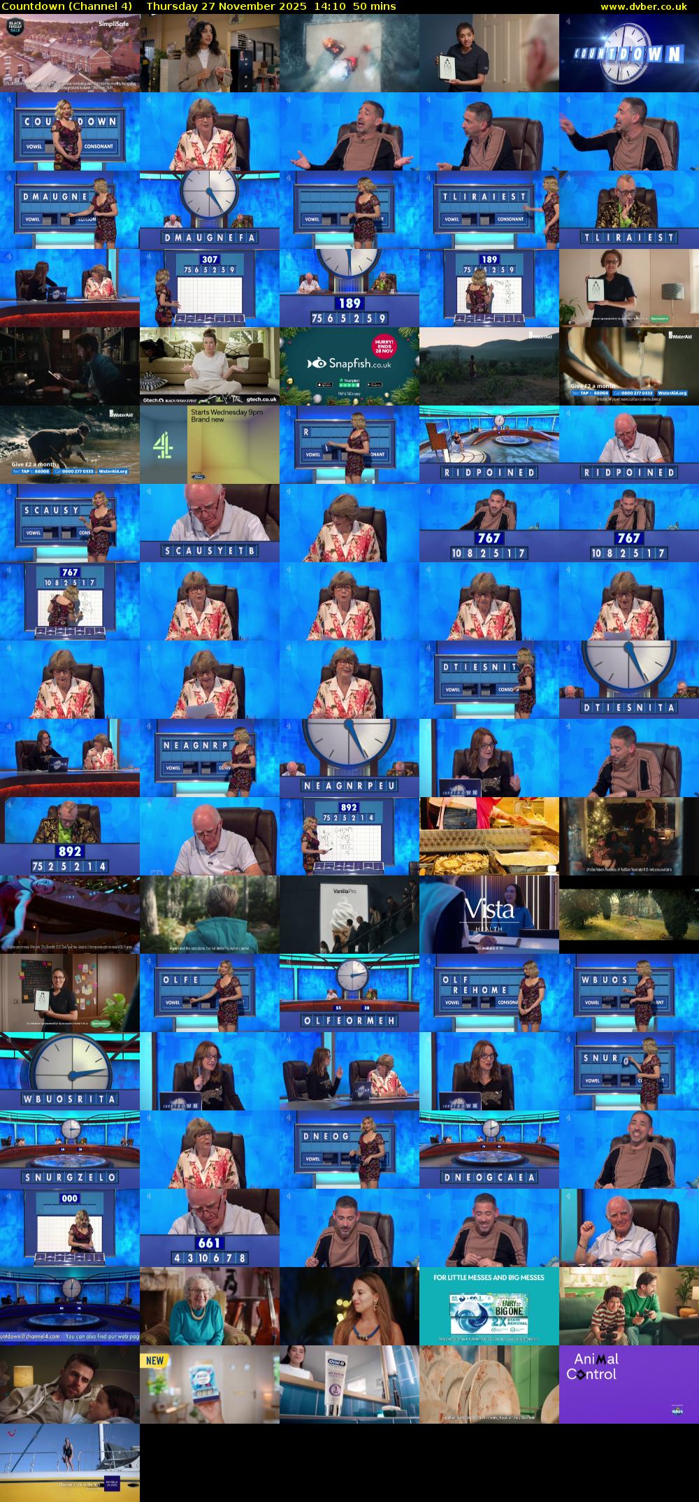 Countdown (Channel 4) Thursday 27 November 2025 14:10 - 15:00