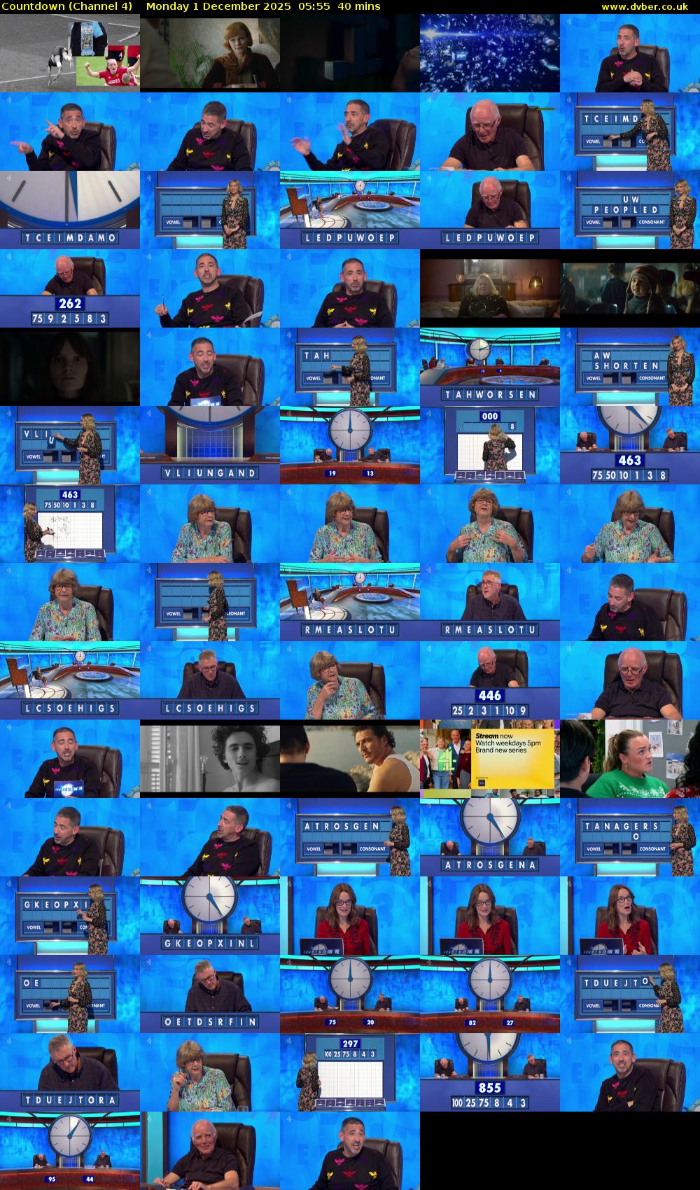Countdown (Channel 4) Monday 1 December 2025 05:55 - 06:35