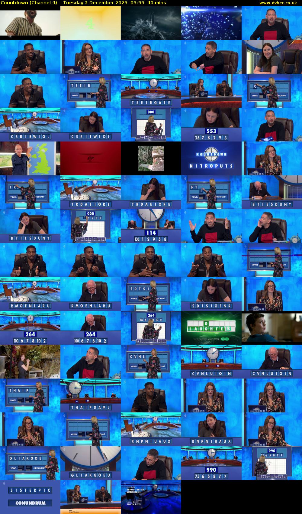 Countdown (Channel 4) Tuesday 2 December 2025 05:55 - 06:35