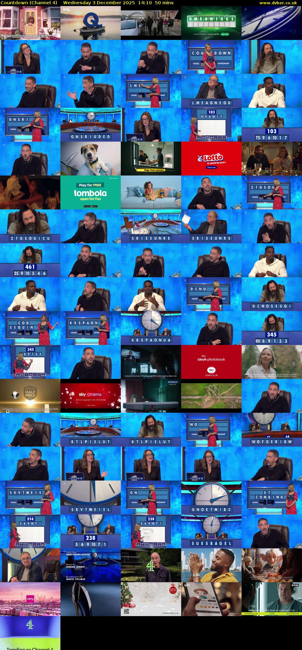 Countdown (Channel 4) Wednesday 3 December 2025 14:10 - 15:00