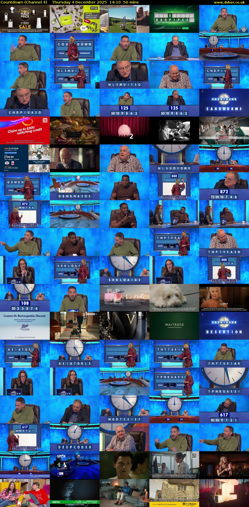 Countdown (Channel 4) Thursday 4 December 2025 14:10 - 15:00