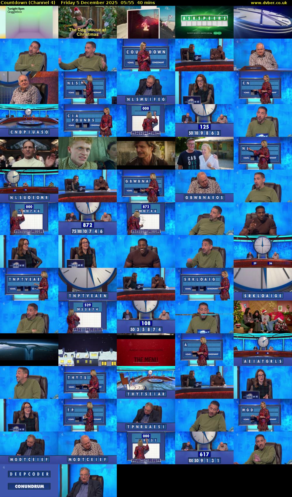 Countdown (Channel 4) Friday 5 December 2025 05:55 - 06:35