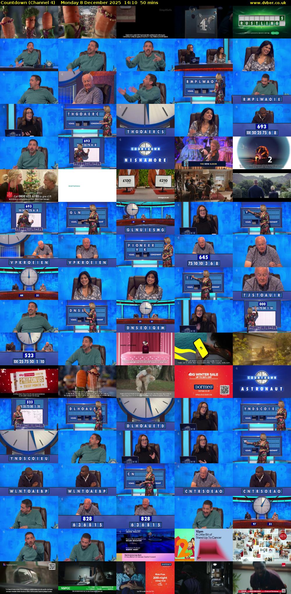 Countdown (Channel 4) Monday 8 December 2025 14:10 - 15:00