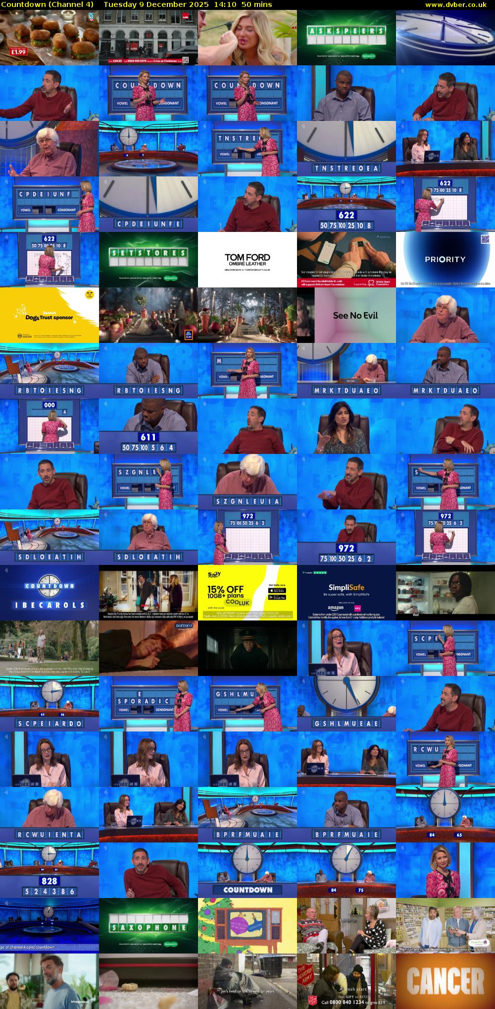 Countdown (Channel 4) Tuesday 9 December 2025 14:10 - 15:00