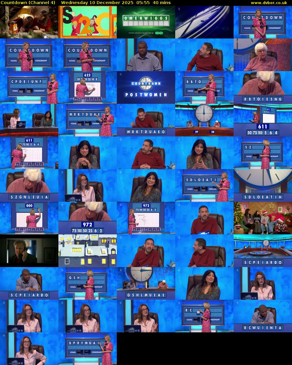 Countdown (Channel 4) Wednesday 10 December 2025 05:55 - 06:35