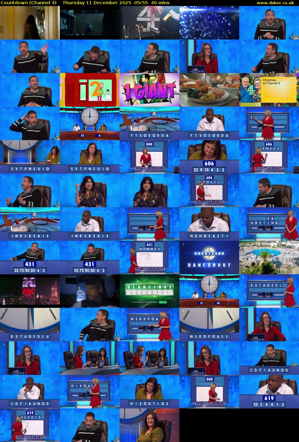 Countdown (Channel 4) Thursday 11 December 2025 05:55 - 06:35
