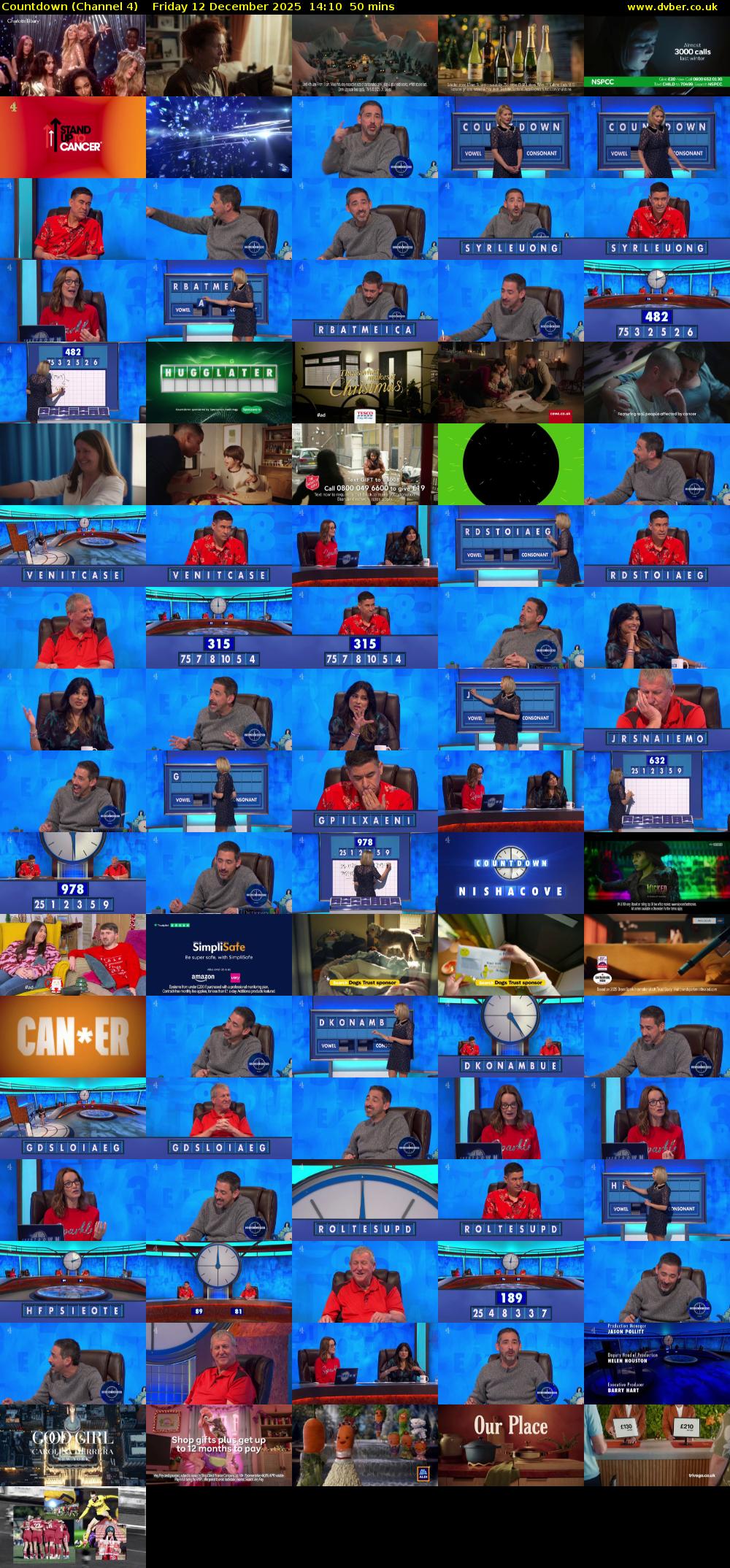 Countdown (Channel 4) Friday 12 December 2025 14:10 - 15:00