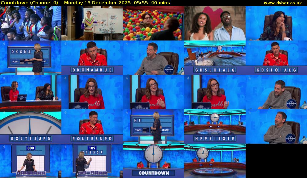 Countdown (Channel 4) Monday 15 December 2025 05:55 - 06:35