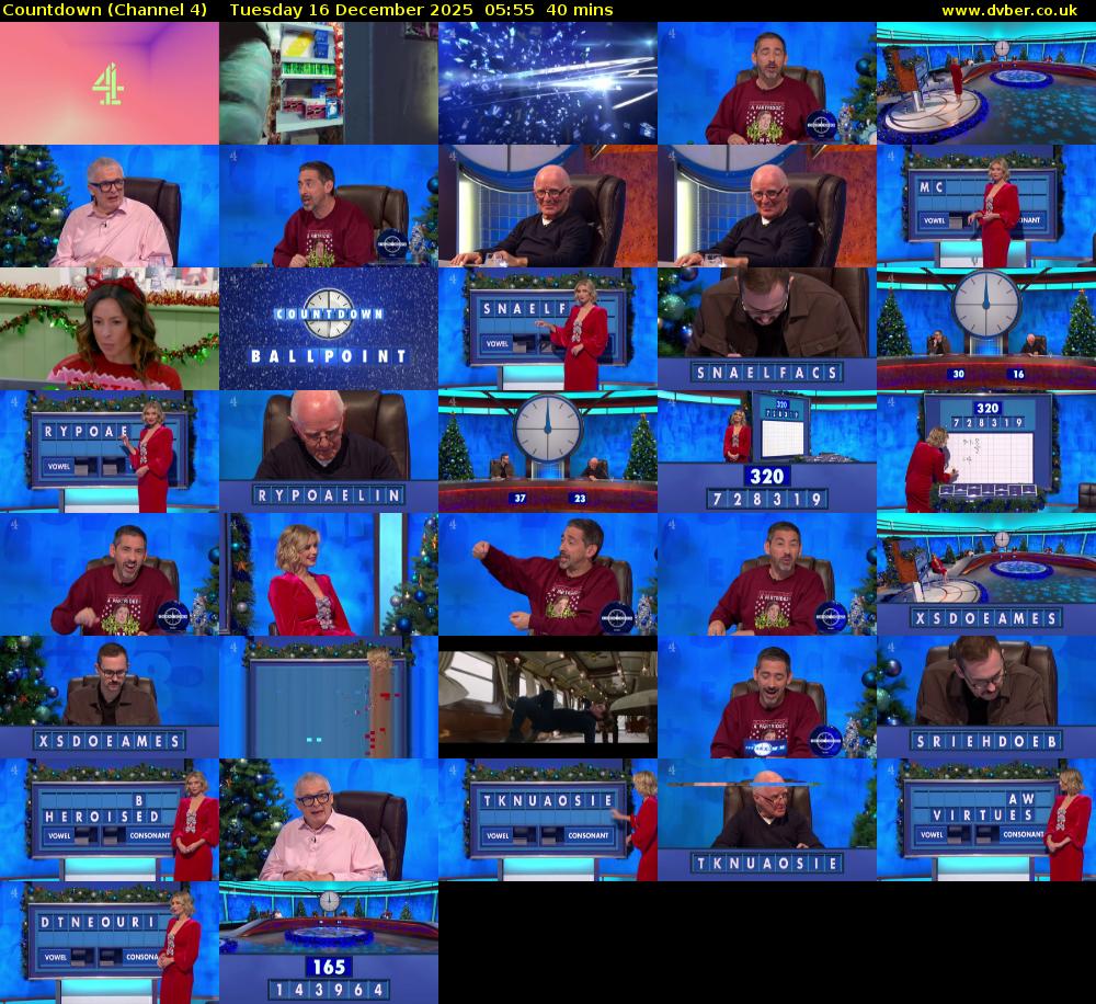 Countdown (Channel 4) Tuesday 16 December 2025 05:55 - 06:35