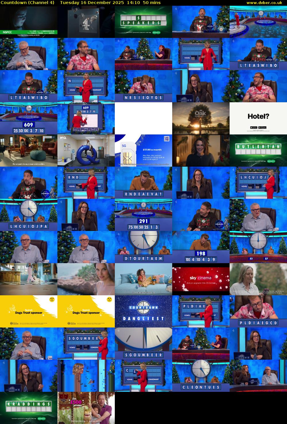 Countdown (Channel 4) Tuesday 16 December 2025 14:10 - 15:00