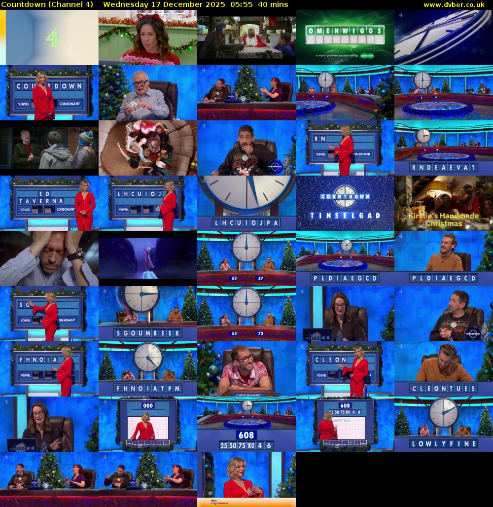 Countdown (Channel 4) Wednesday 17 December 2025 05:55 - 06:35