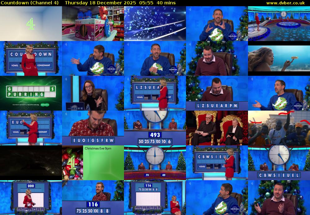 Countdown (Channel 4) Thursday 18 December 2025 05:55 - 06:35