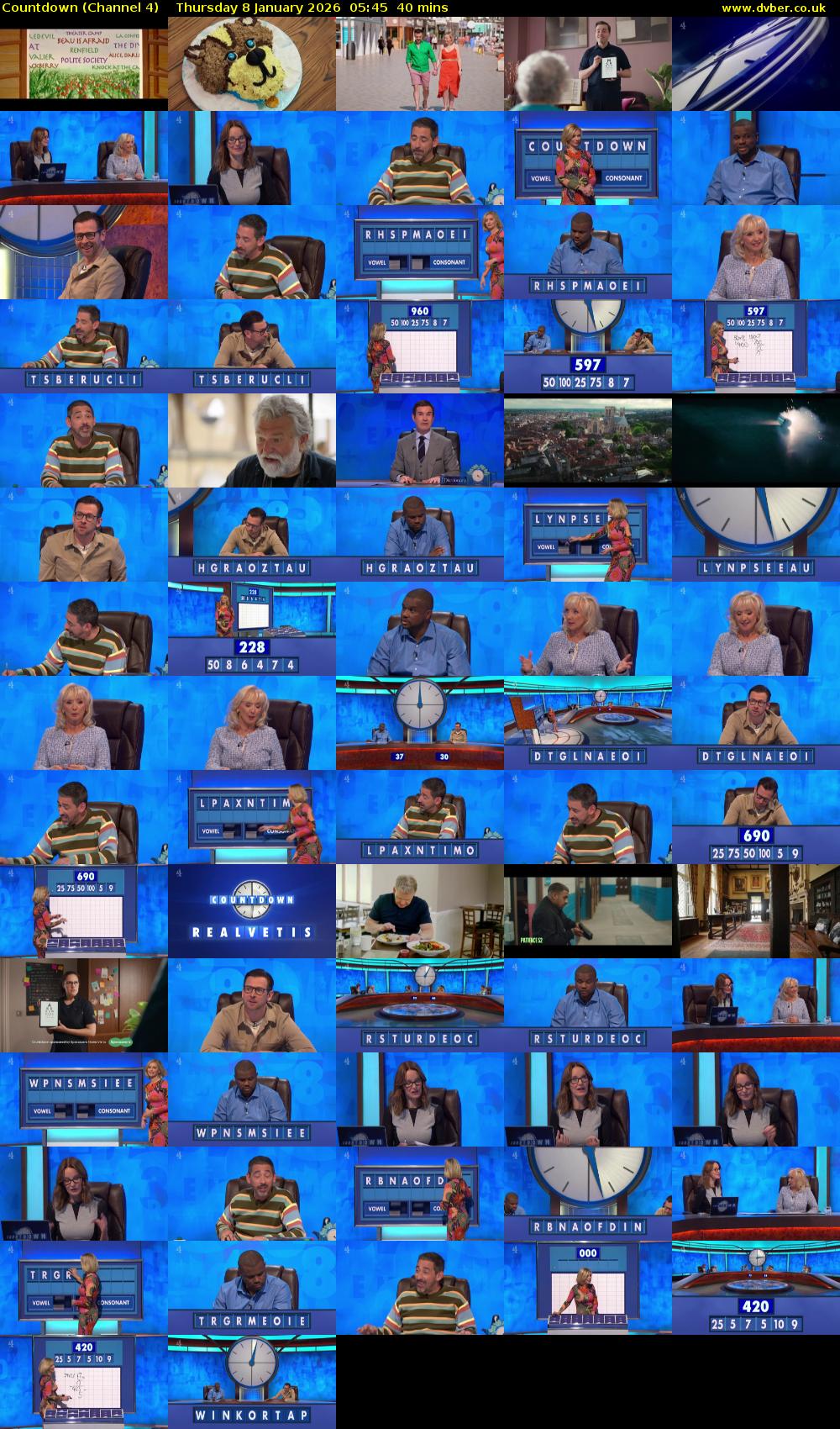 Countdown (Channel 4) Thursday 8 January 2026 05:45 - 06:25