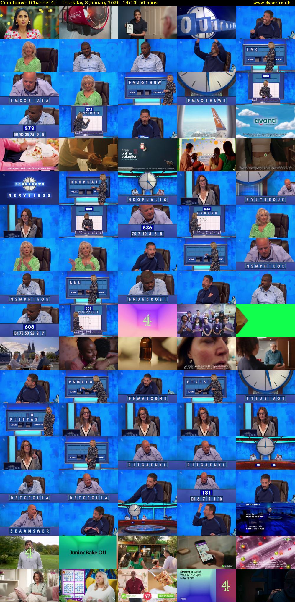 Countdown (Channel 4) Thursday 8 January 2026 14:10 - 15:00