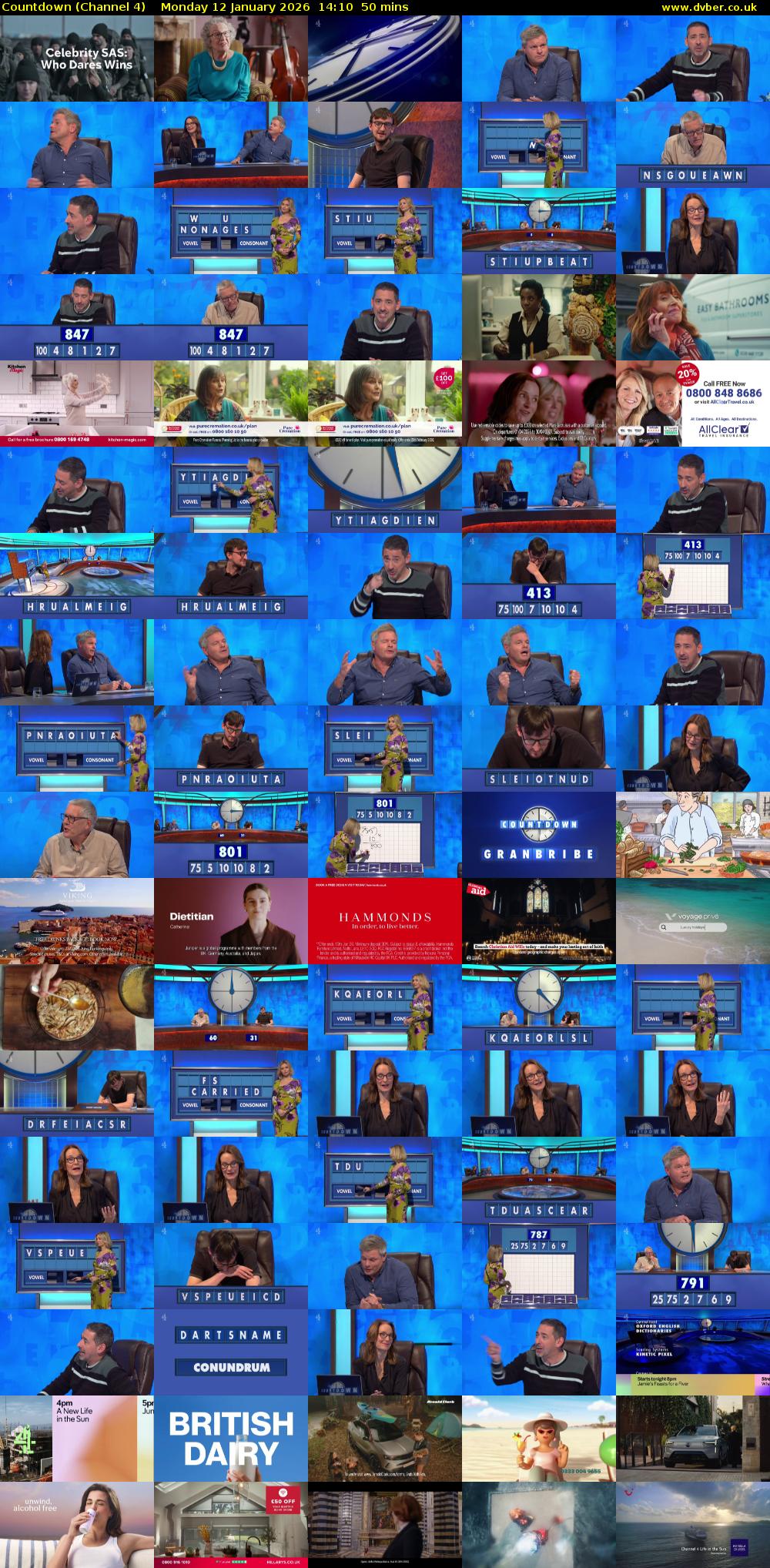 Countdown (Channel 4) Monday 12 January 2026 14:10 - 15:00