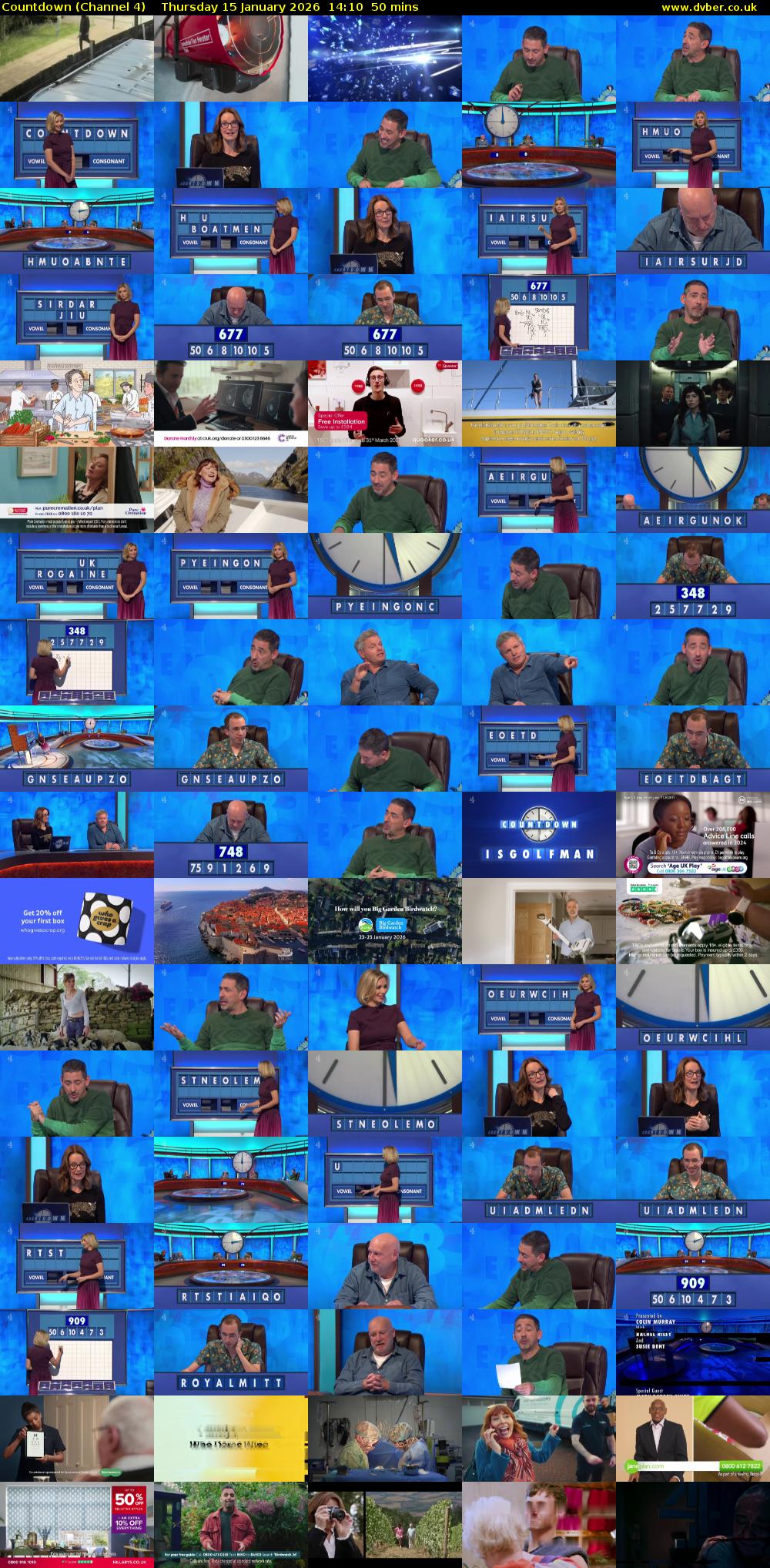 Countdown (Channel 4) Thursday 15 January 2026 14:10 - 15:00