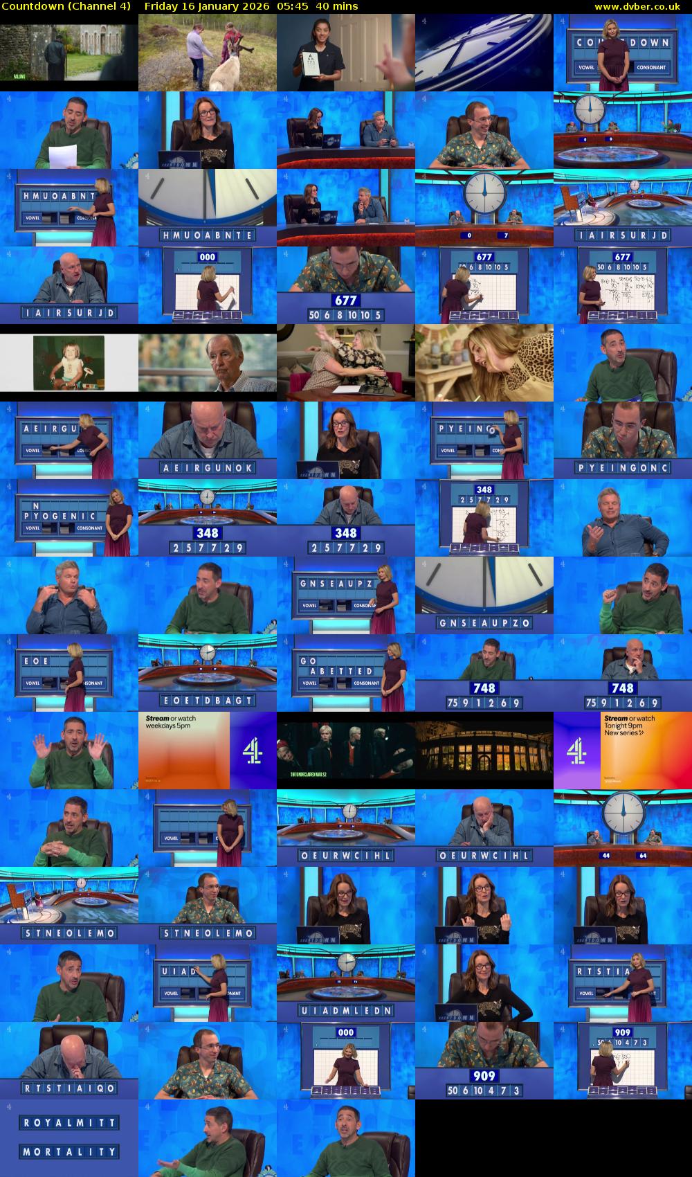 Countdown (Channel 4) Friday 16 January 2026 05:45 - 06:25