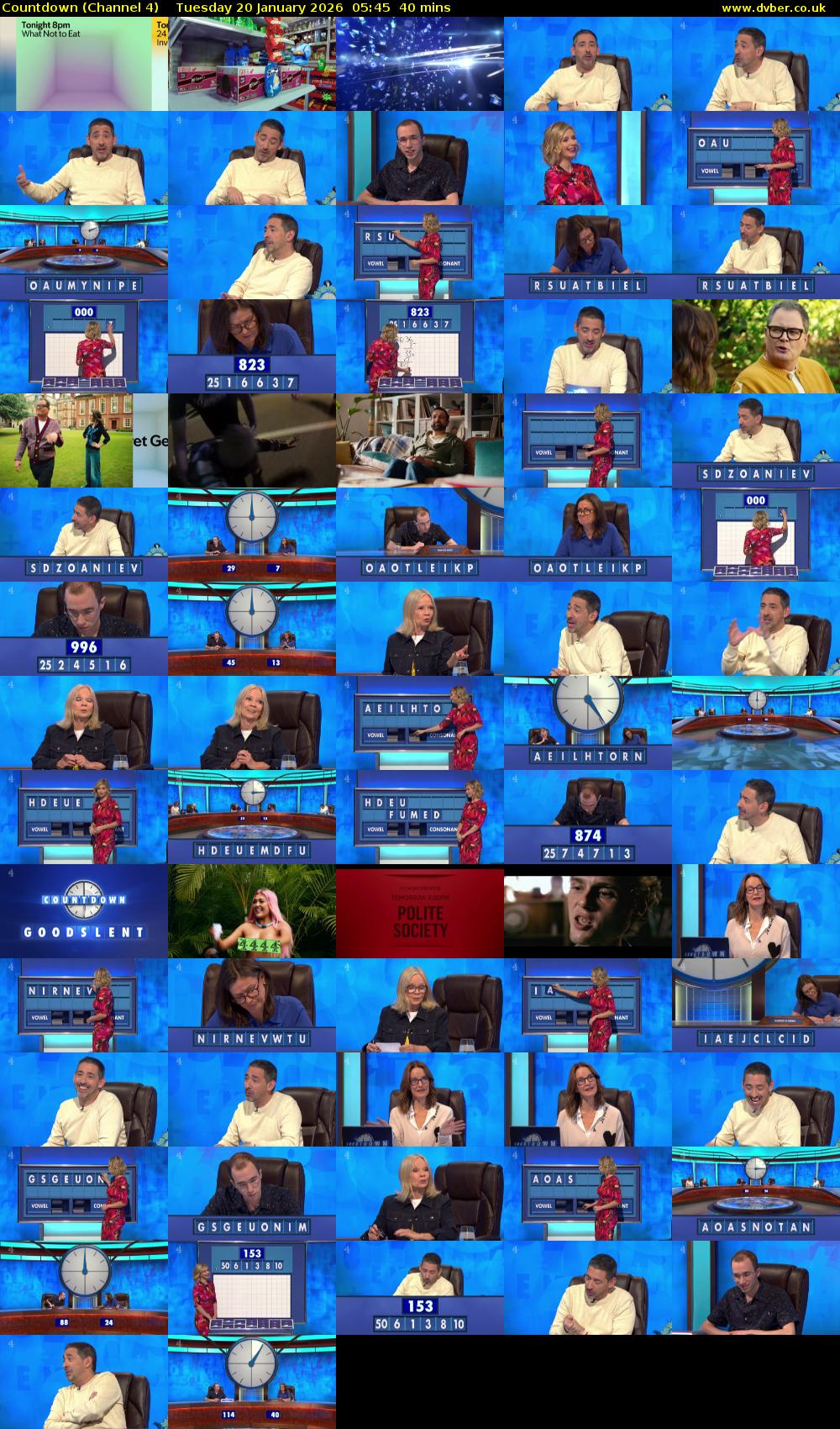 Countdown (Channel 4) Tuesday 20 January 2026 05:45 - 06:25