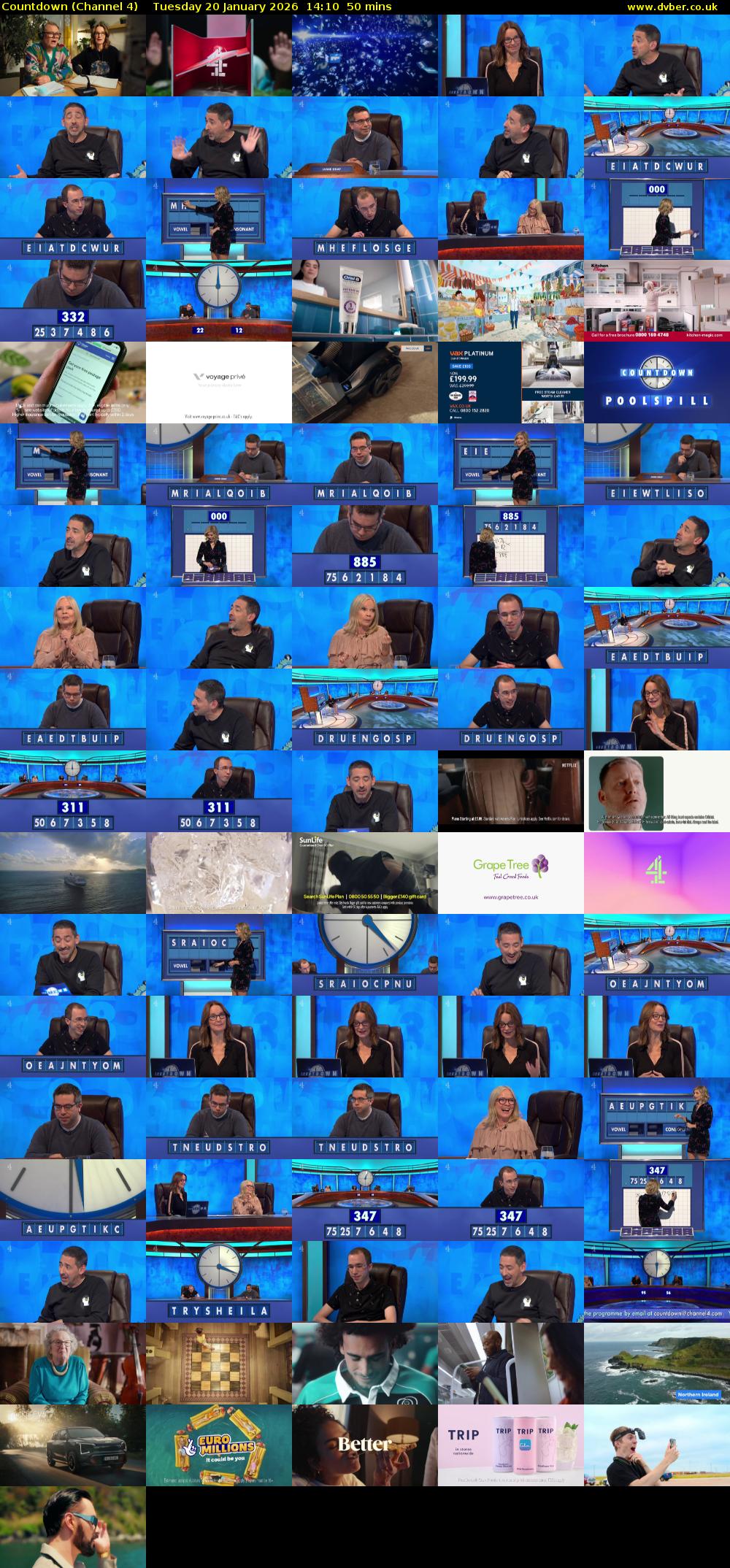 Countdown (Channel 4) Tuesday 20 January 2026 14:10 - 15:00