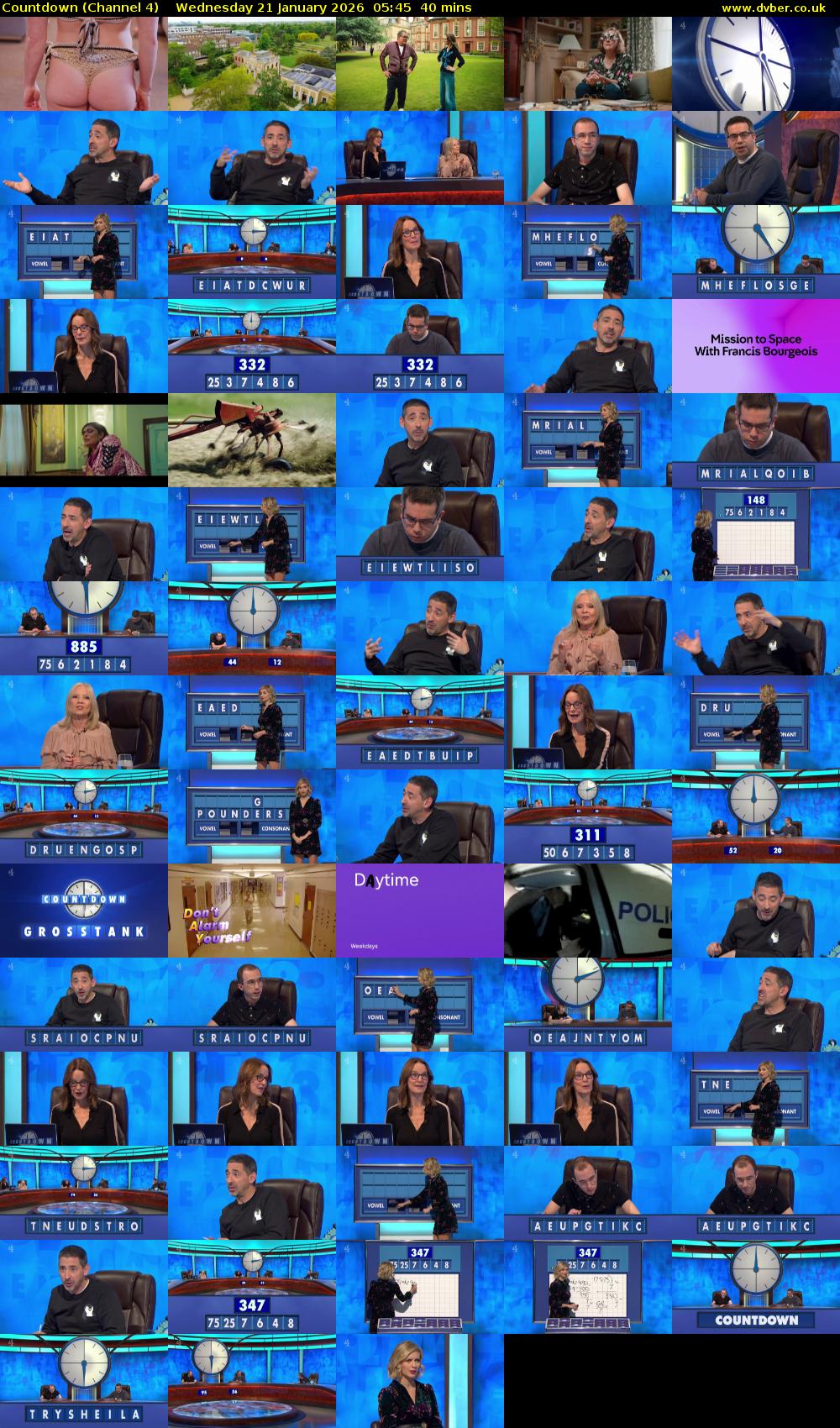 Countdown (Channel 4) Wednesday 21 January 2026 05:45 - 06:25