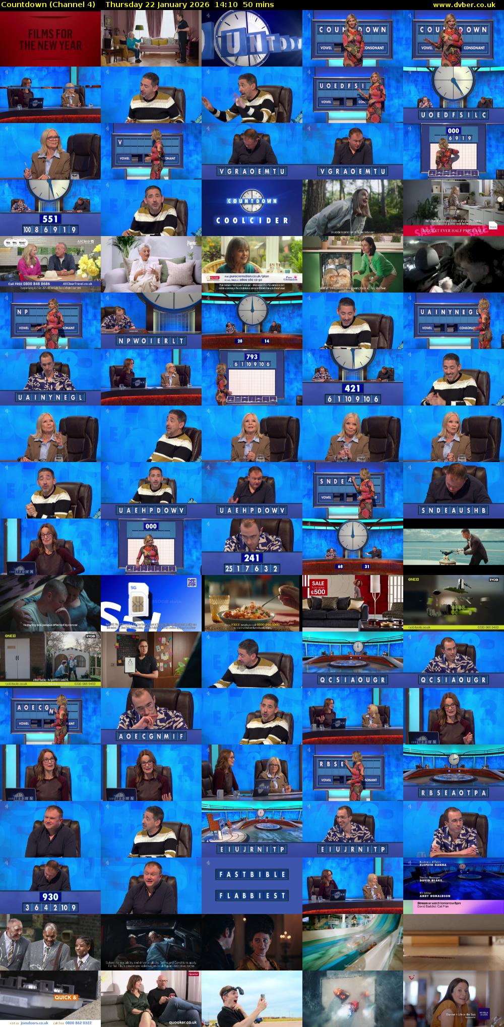 Countdown (Channel 4) Thursday 22 January 2026 14:10 - 15:00