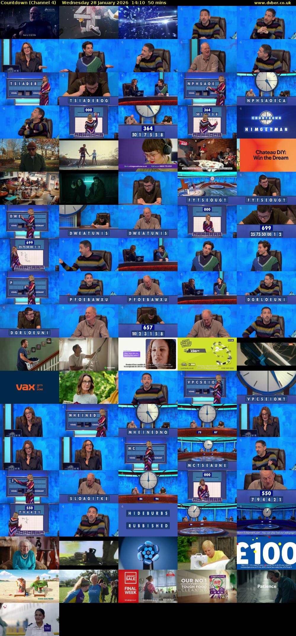 Countdown (Channel 4) Wednesday 28 January 2026 14:10 - 15:00