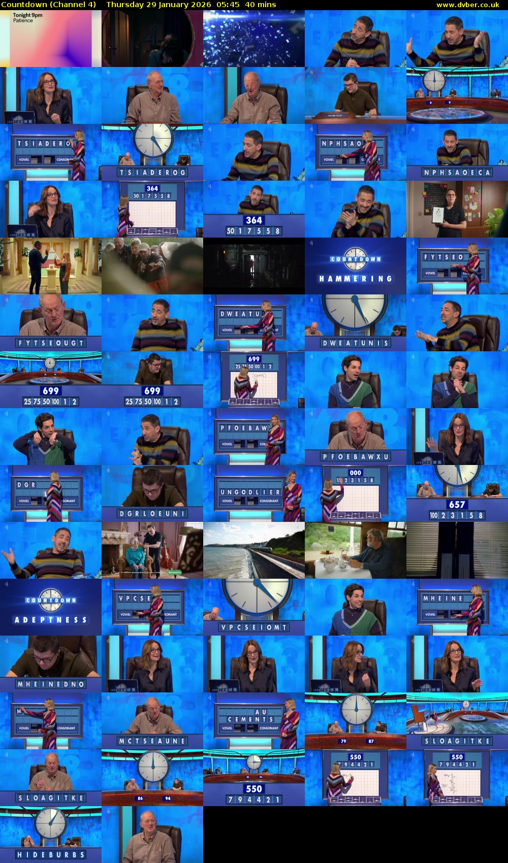 Countdown (Channel 4) Thursday 29 January 2026 05:45 - 06:25
