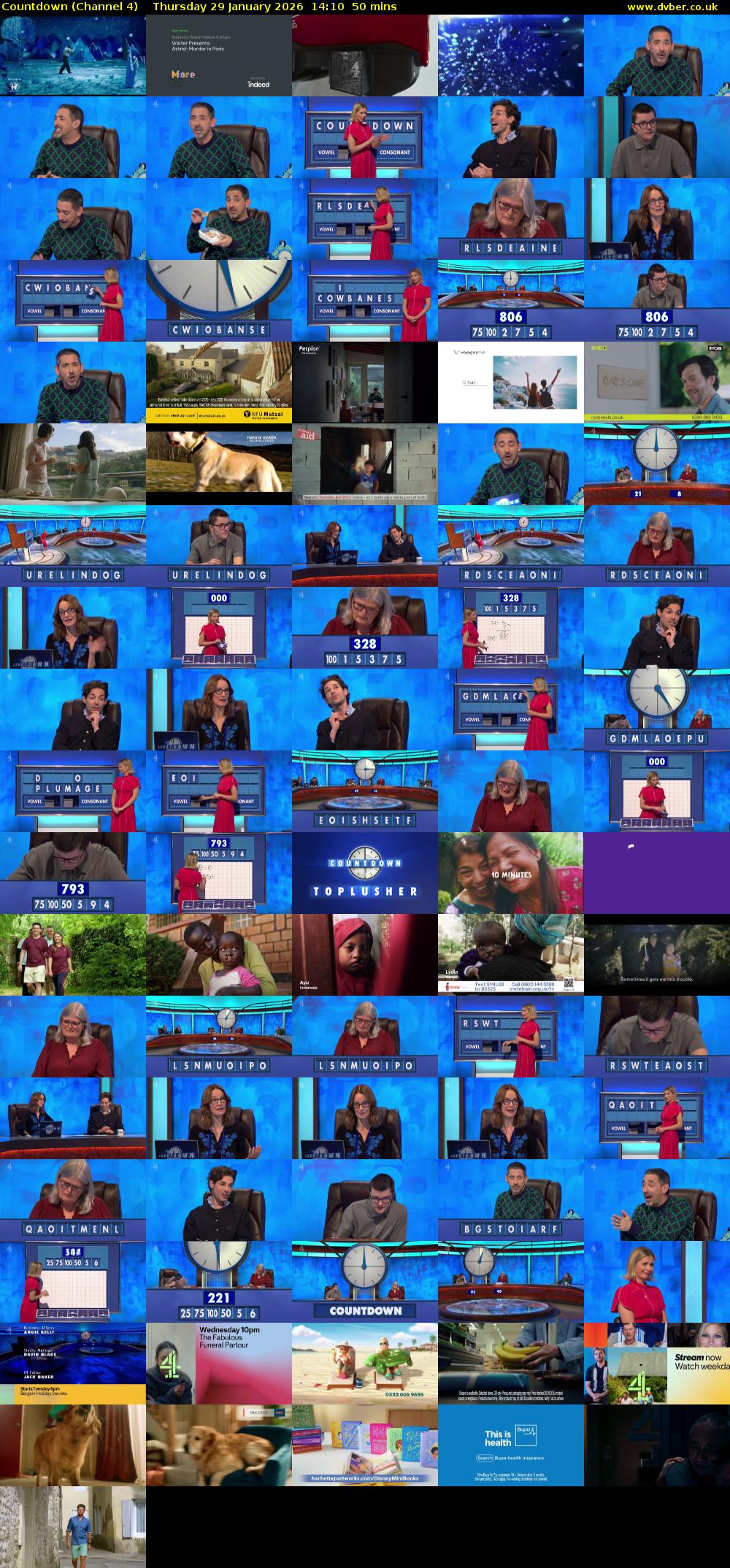 Countdown (Channel 4) Thursday 29 January 2026 14:10 - 15:00