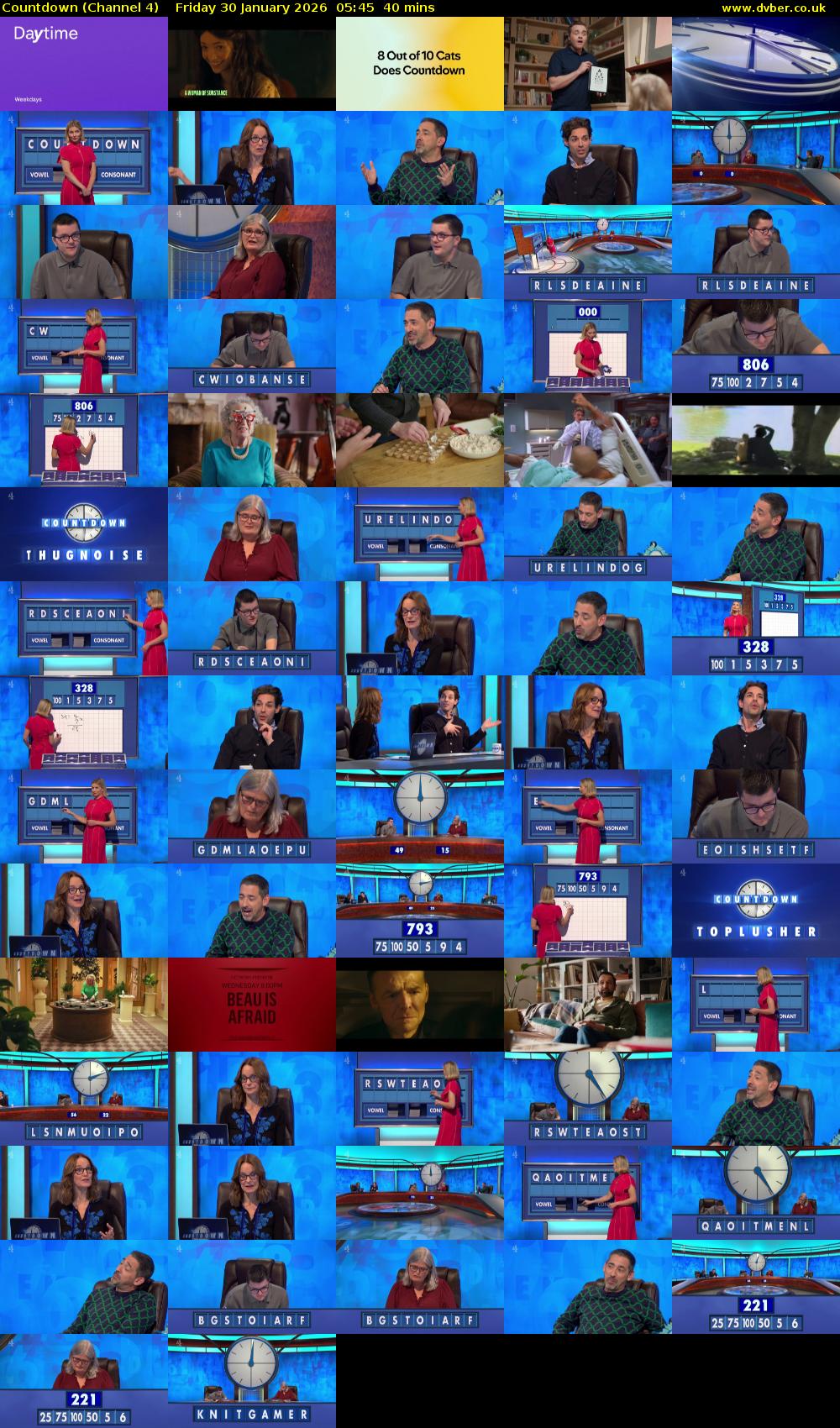 Countdown (Channel 4) Friday 30 January 2026 05:45 - 06:25