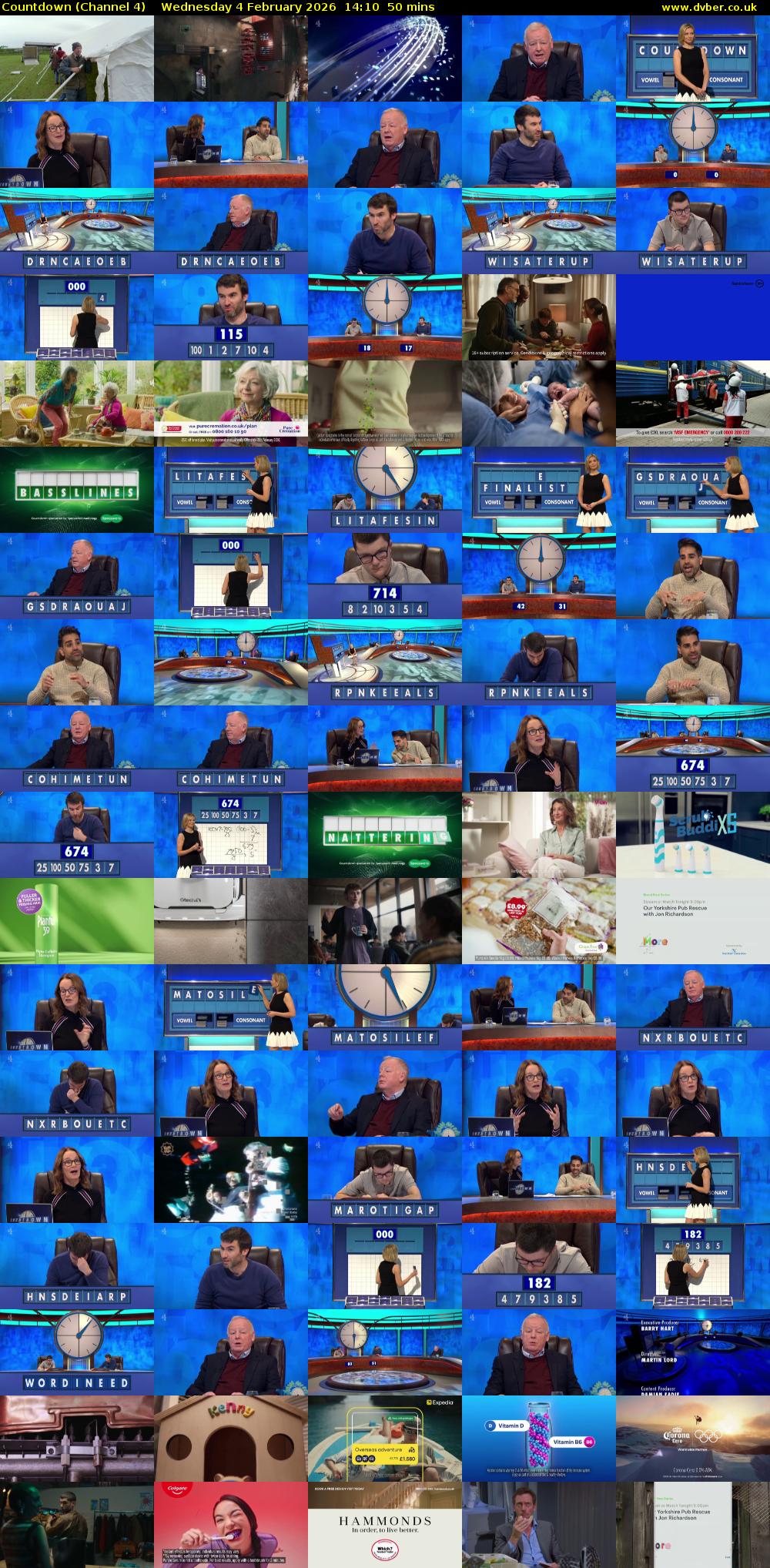 Countdown (Channel 4) Wednesday 4 February 2026 14:10 - 15:00