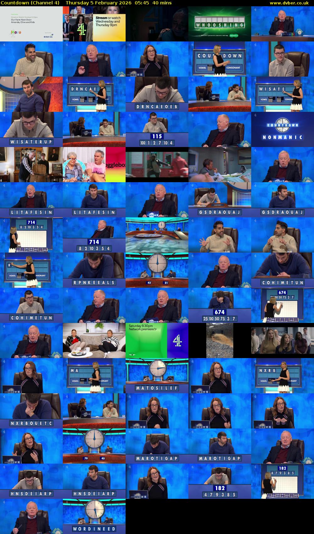 Countdown (Channel 4) Thursday 5 February 2026 05:45 - 06:25