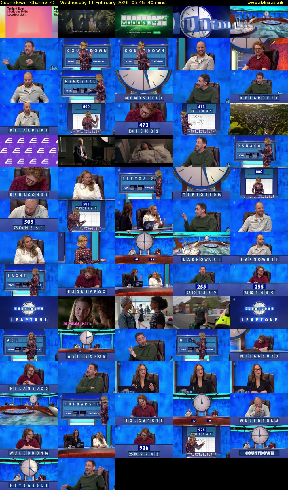 Countdown (Channel 4) Wednesday 11 February 2026 05:45 - 06:25