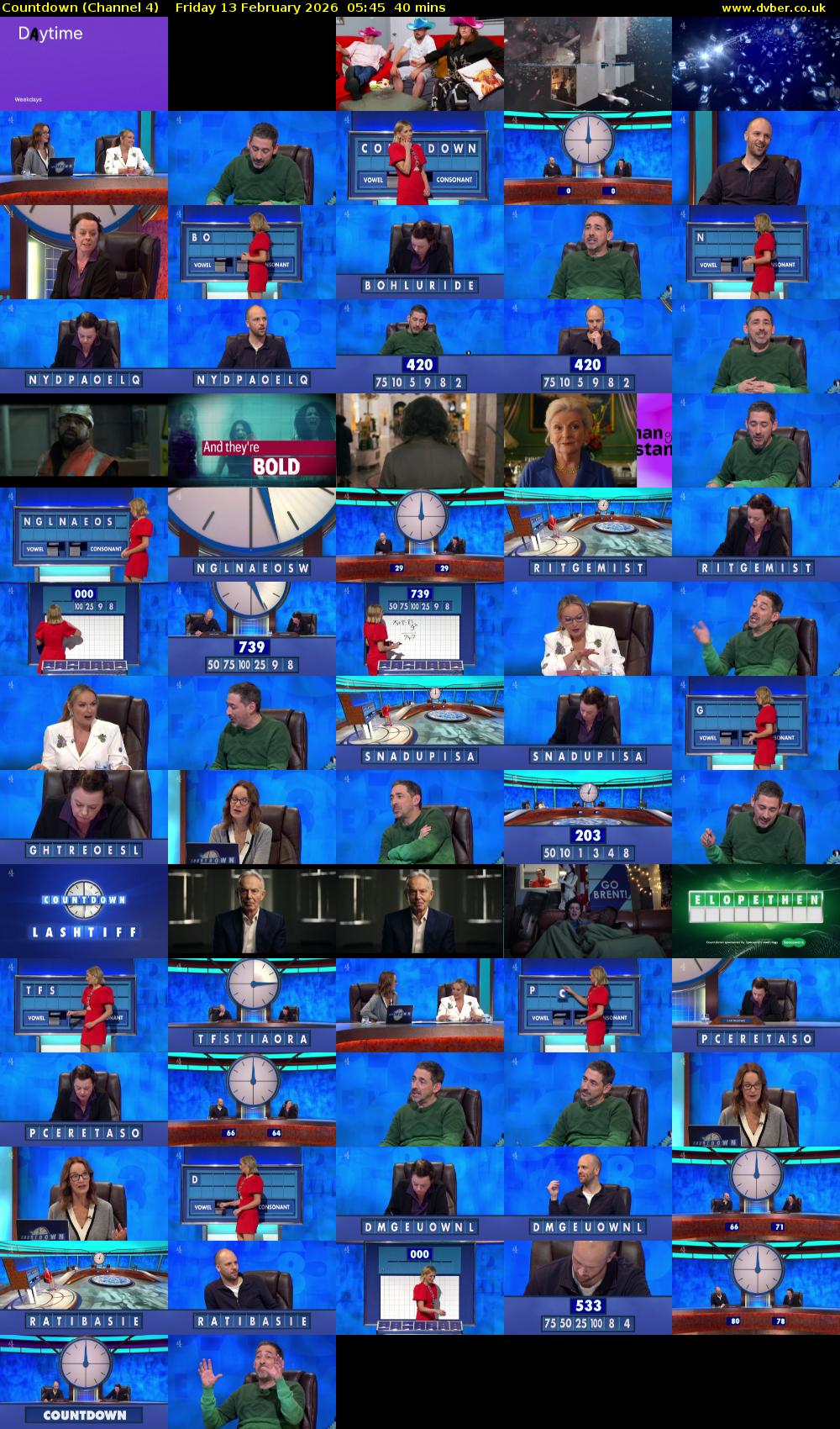 Countdown (Channel 4) Friday 13 February 2026 05:45 - 06:25