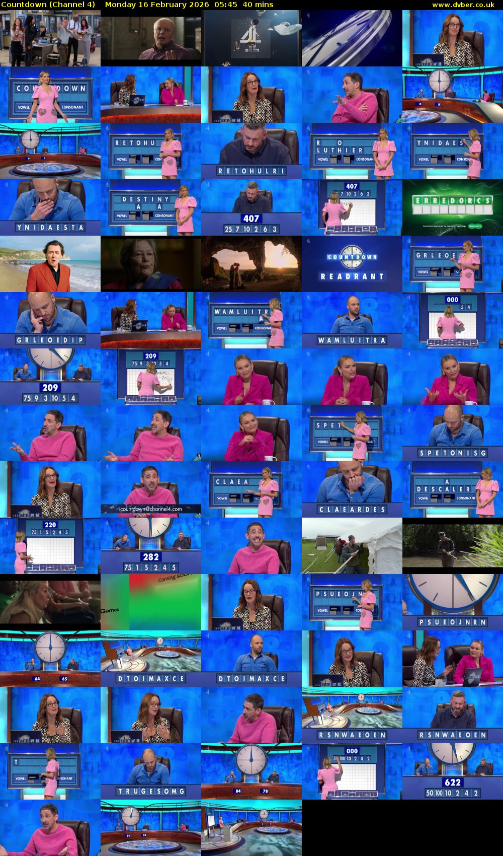 Countdown (Channel 4) Monday 16 February 2026 05:45 - 06:25