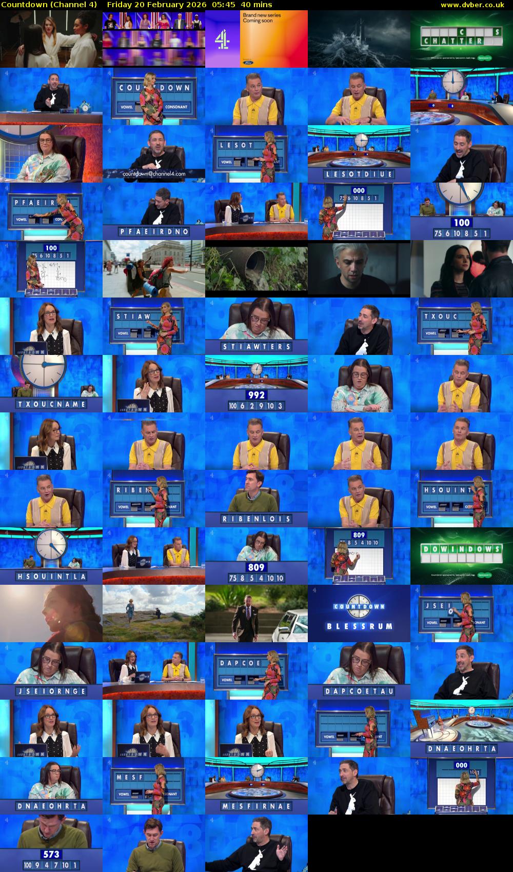 Countdown (Channel 4) Friday 20 February 2026 05:45 - 06:25