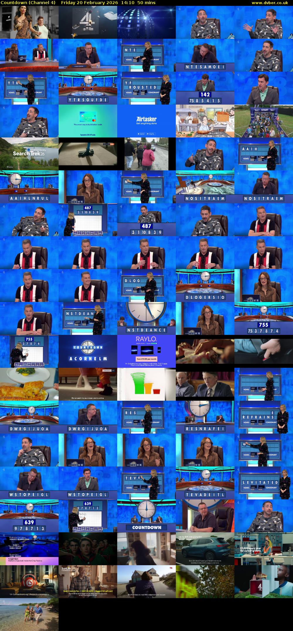 Countdown (Channel 4) Friday 20 February 2026 14:10 - 15:00