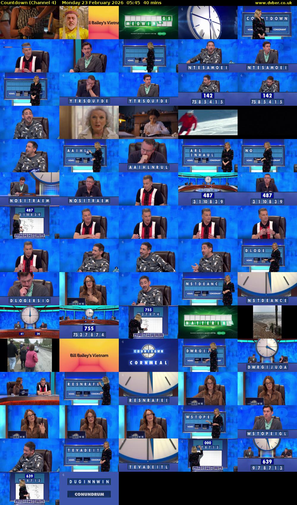 Countdown (Channel 4) Monday 23 February 2026 05:45 - 06:25