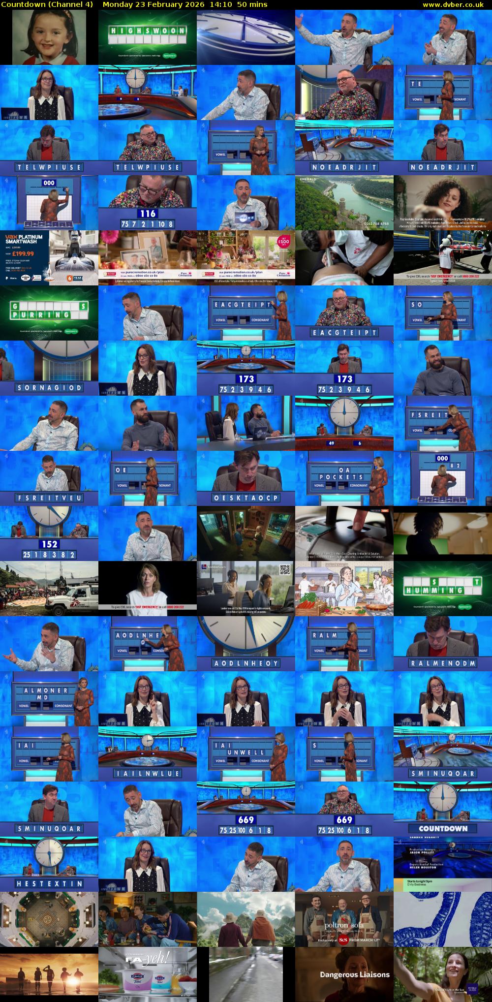 Countdown (Channel 4) Monday 23 February 2026 14:10 - 15:00