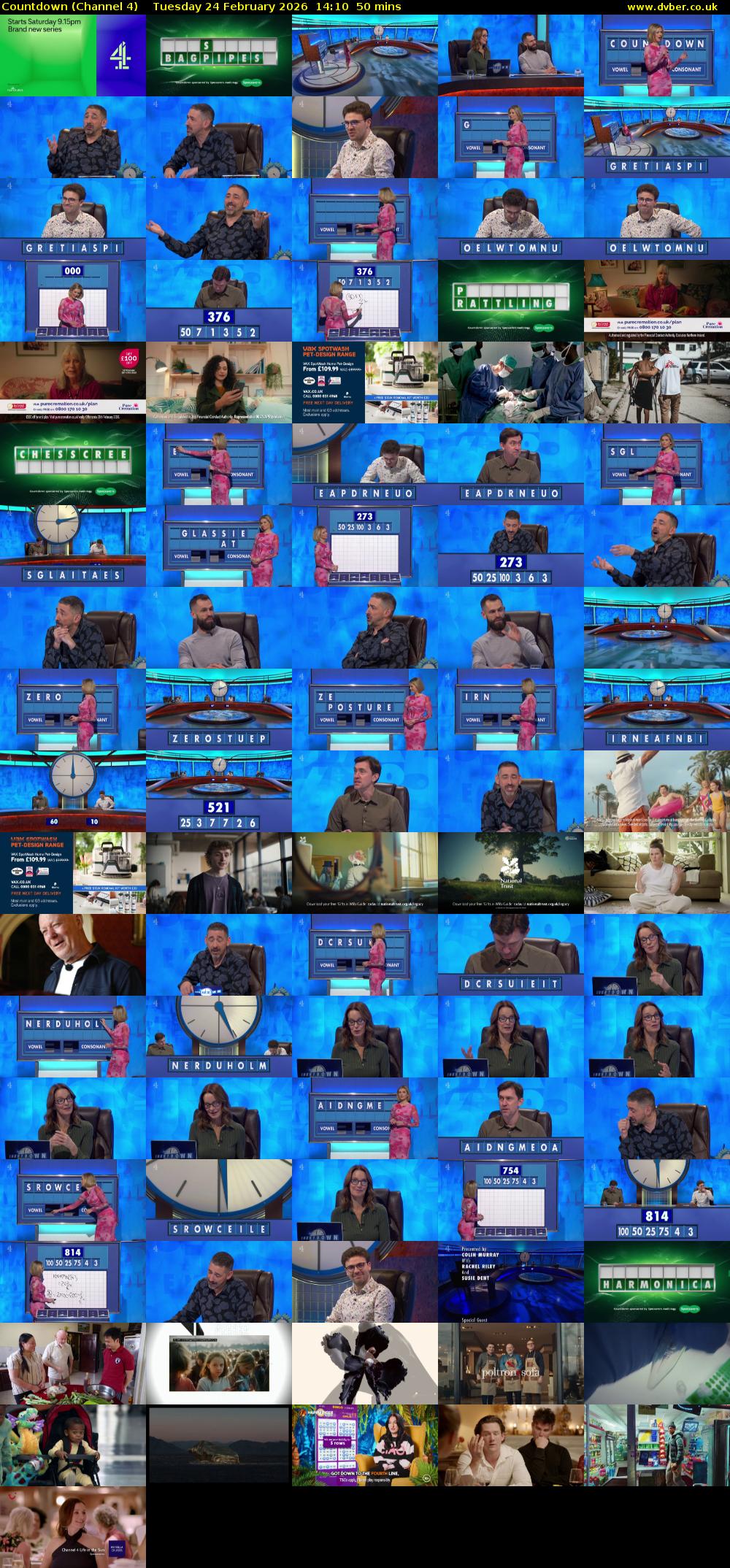Countdown (Channel 4) Tuesday 24 February 2026 14:10 - 15:00
