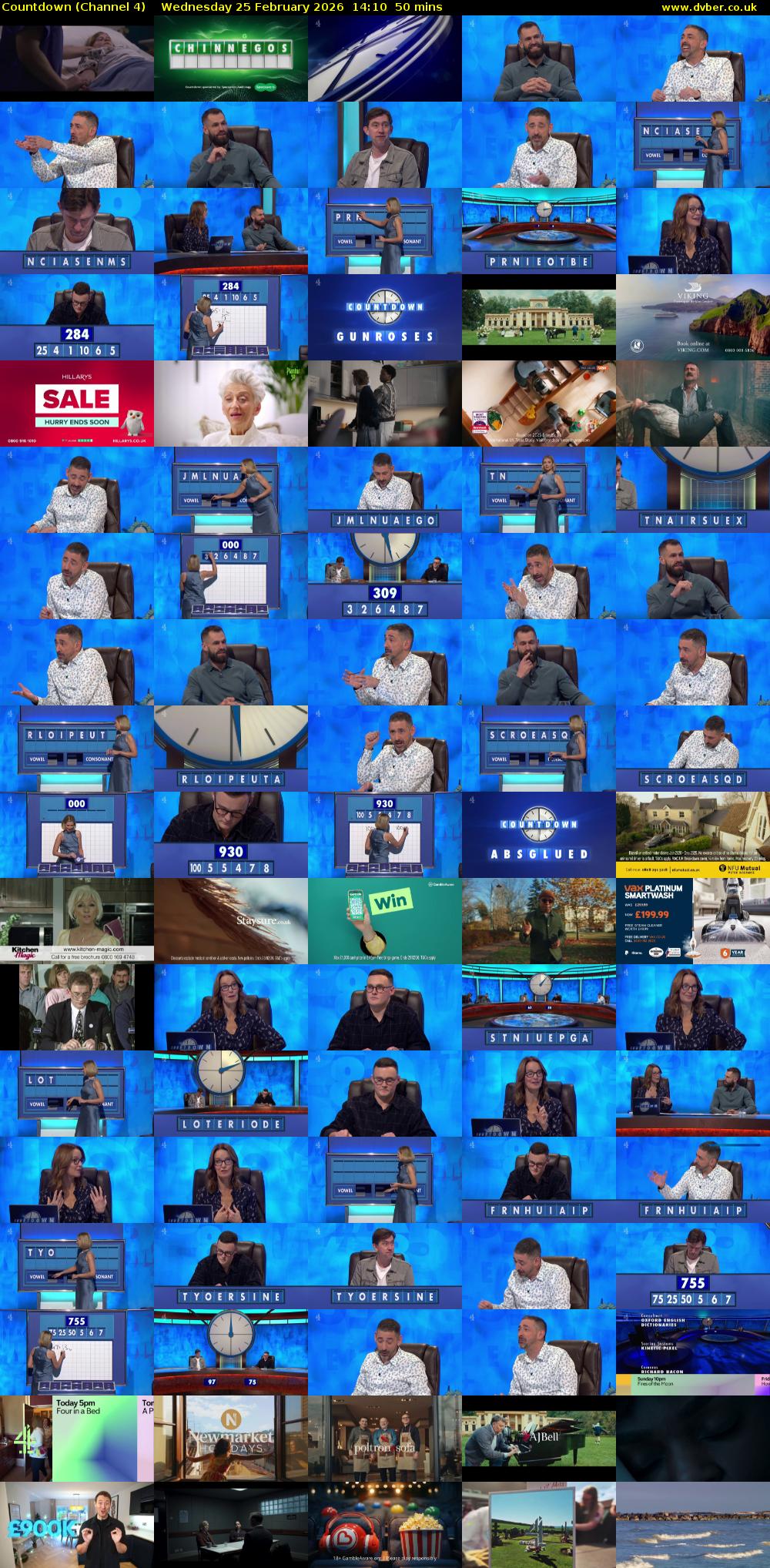 Countdown (Channel 4) Wednesday 25 February 2026 14:10 - 15:00