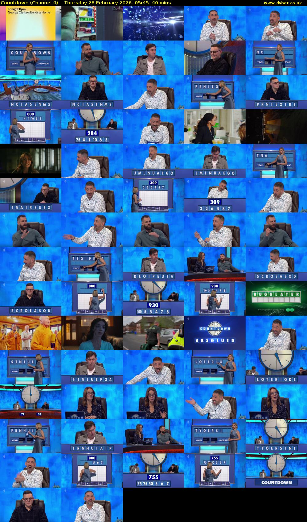 Countdown (Channel 4) Thursday 26 February 2026 05:45 - 06:25