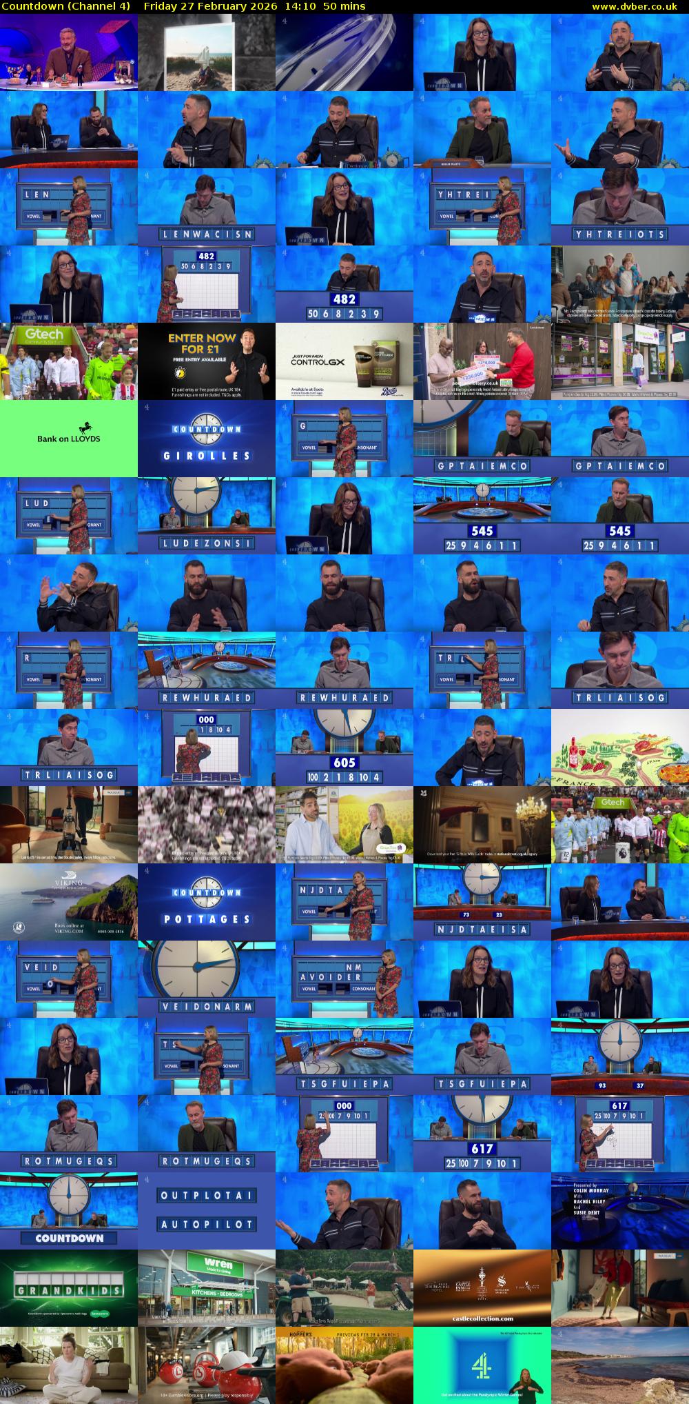 Countdown (Channel 4) Friday 27 February 2026 14:10 - 15:00